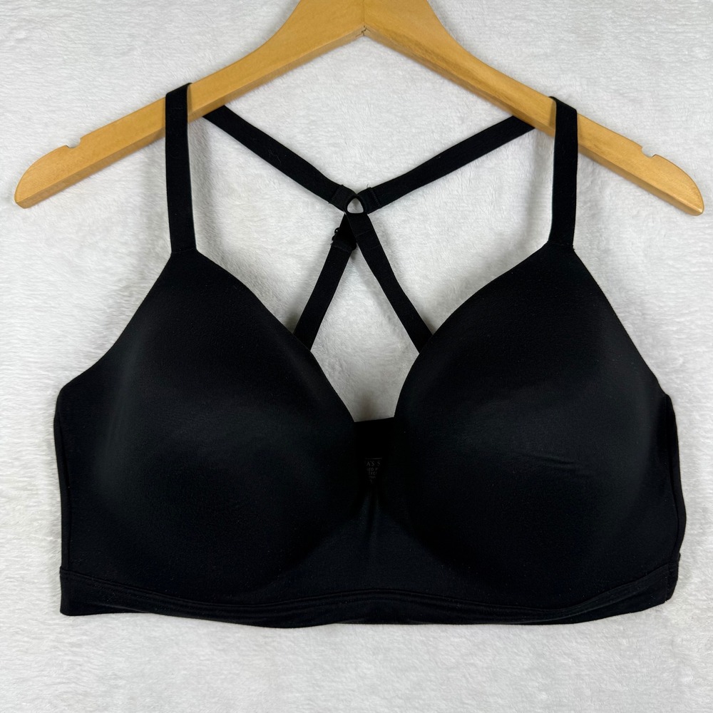 Victorias Secret Black Lightly Lined Plunge Wireless Racerback Bra‎ 38DD 8321